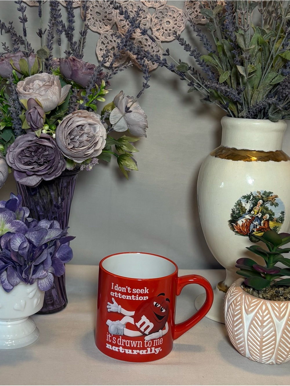 M&M's Red Ceramic Coffee Mug - 'I Don't Seek Attention'